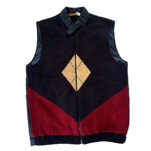 Vintage Wool Women's Vest Full Zip Sweater France Maison Du Tricotate Size Large